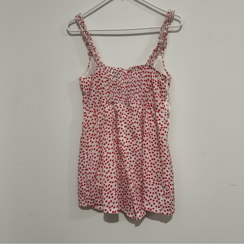 Princess Polly Red and White Floral Romper Size 8 Shorts Spaghetti Strap - Picture 4 of 4